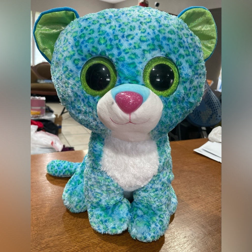 Ty Beanie Boos Leona the Blue Leopard Big Plush with Tag Large Eyes